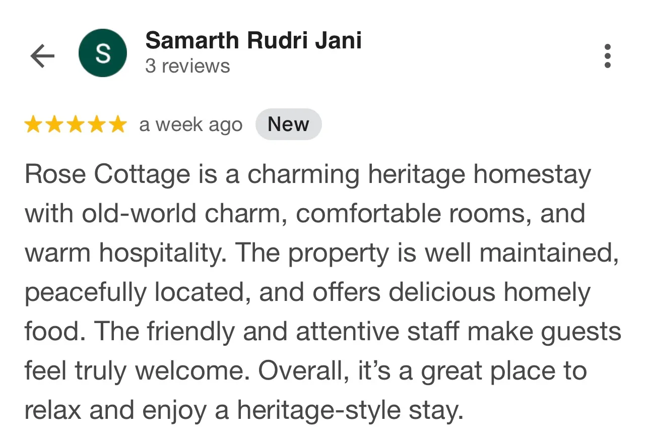 Guest review for Rose Cottage, Shimla
