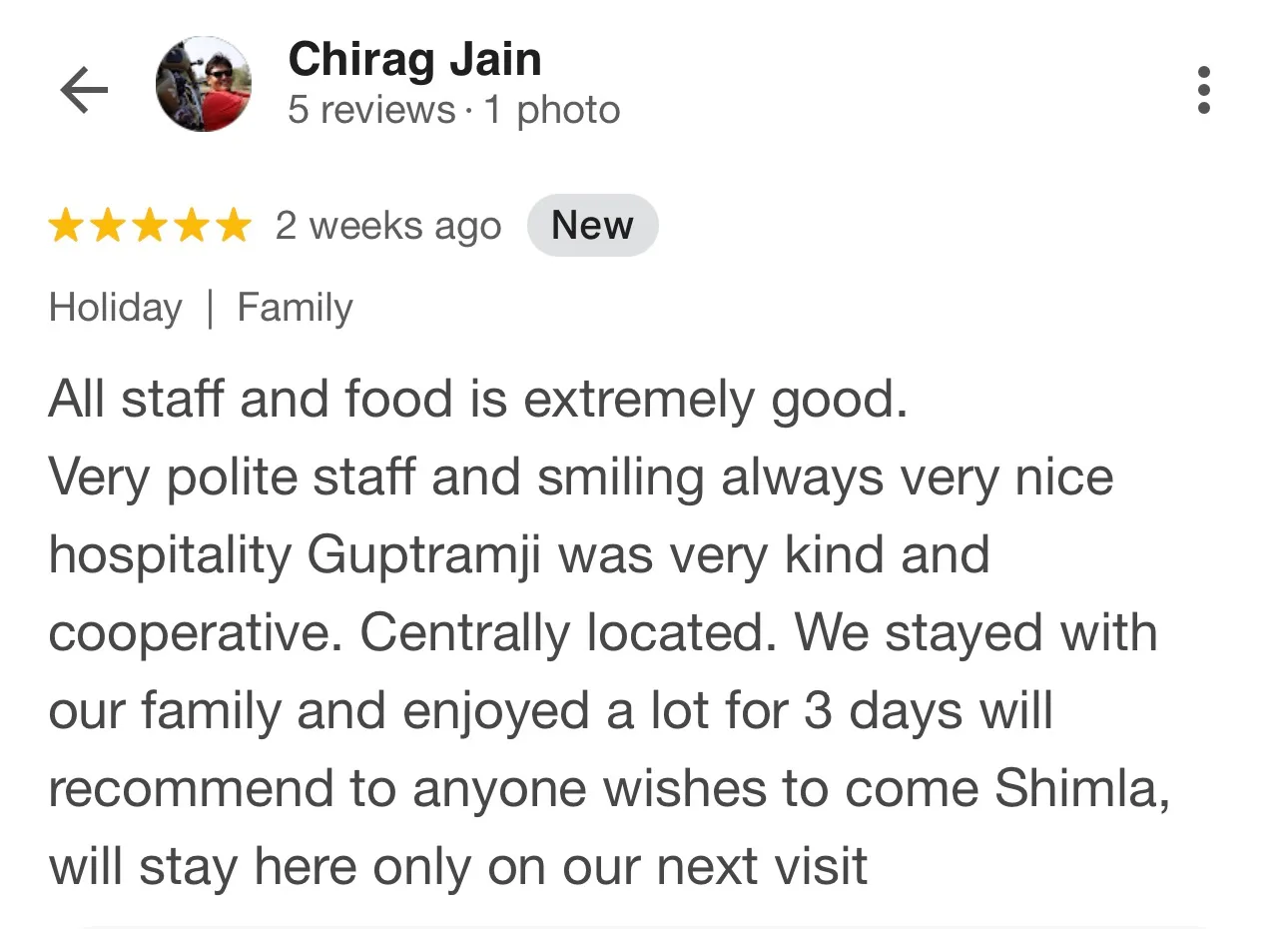 Guest review for Rose Cottage, Shimla