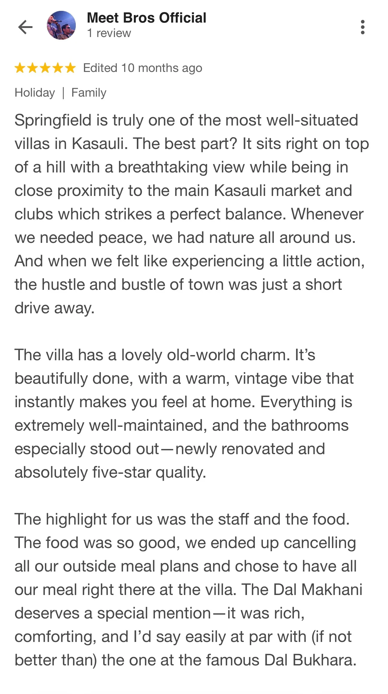 Guest review for Springfield, Kasauli