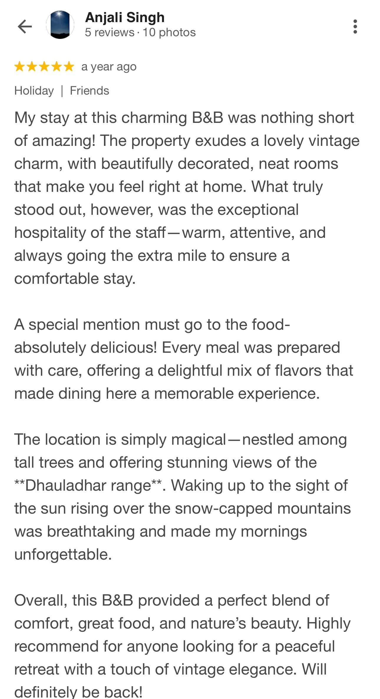 Guest review for Springfield, Kasauli